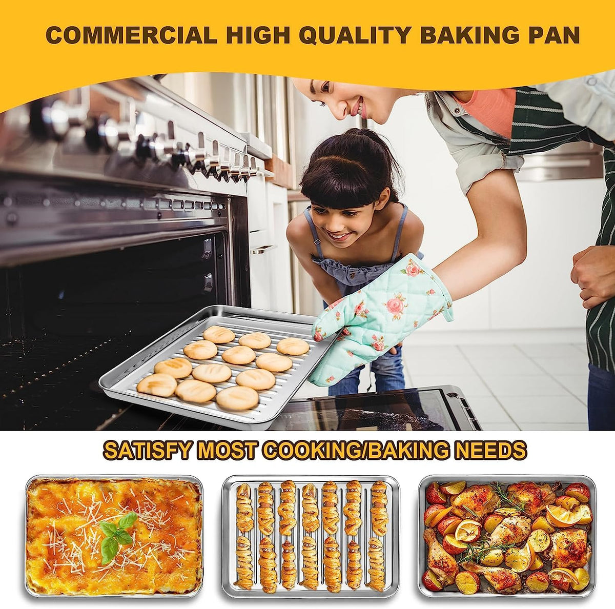 Large Nonstick Baking Sheet Set for Cooking & Roasting