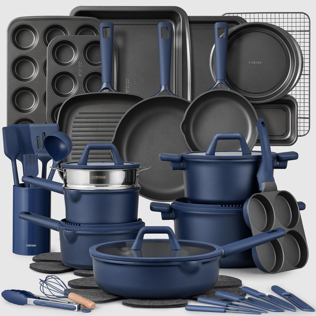 CAROTE 49pcs Pots and Pans Set