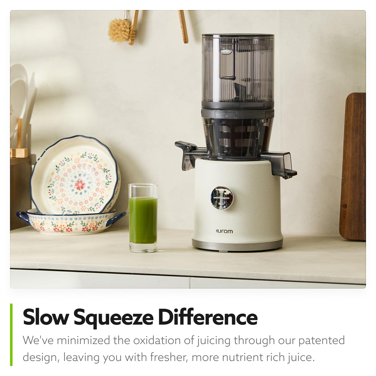 Hurom H80 Cold Press Juicer Machine — Dishwasher-Safe Parts, Self-Feeding Hopper, Slow Masticating Juicer for Whole Fruits & Vegetables, Quiet 50 RPM, 15-Year Warranty