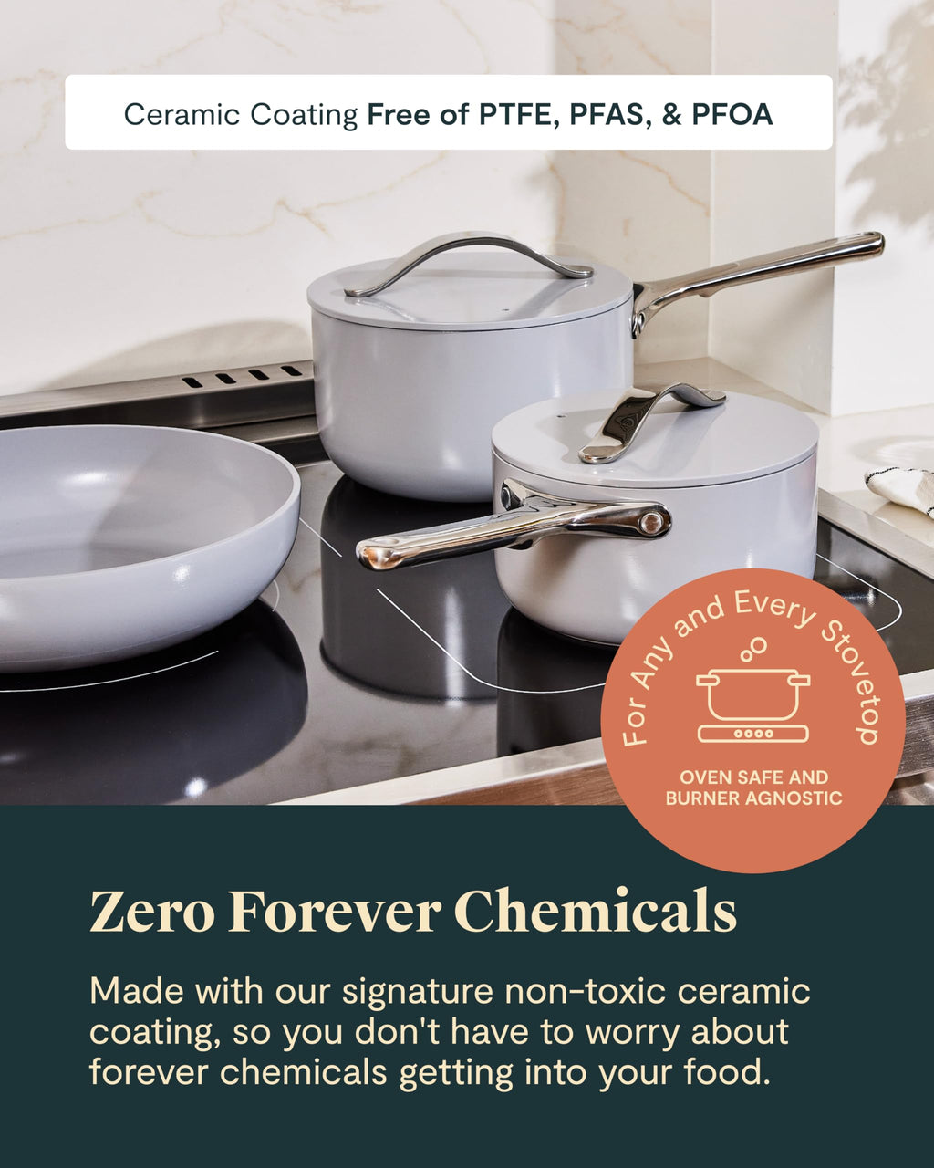 Nonstick Ceramic Cookware Set with Pots, Pans & Storage